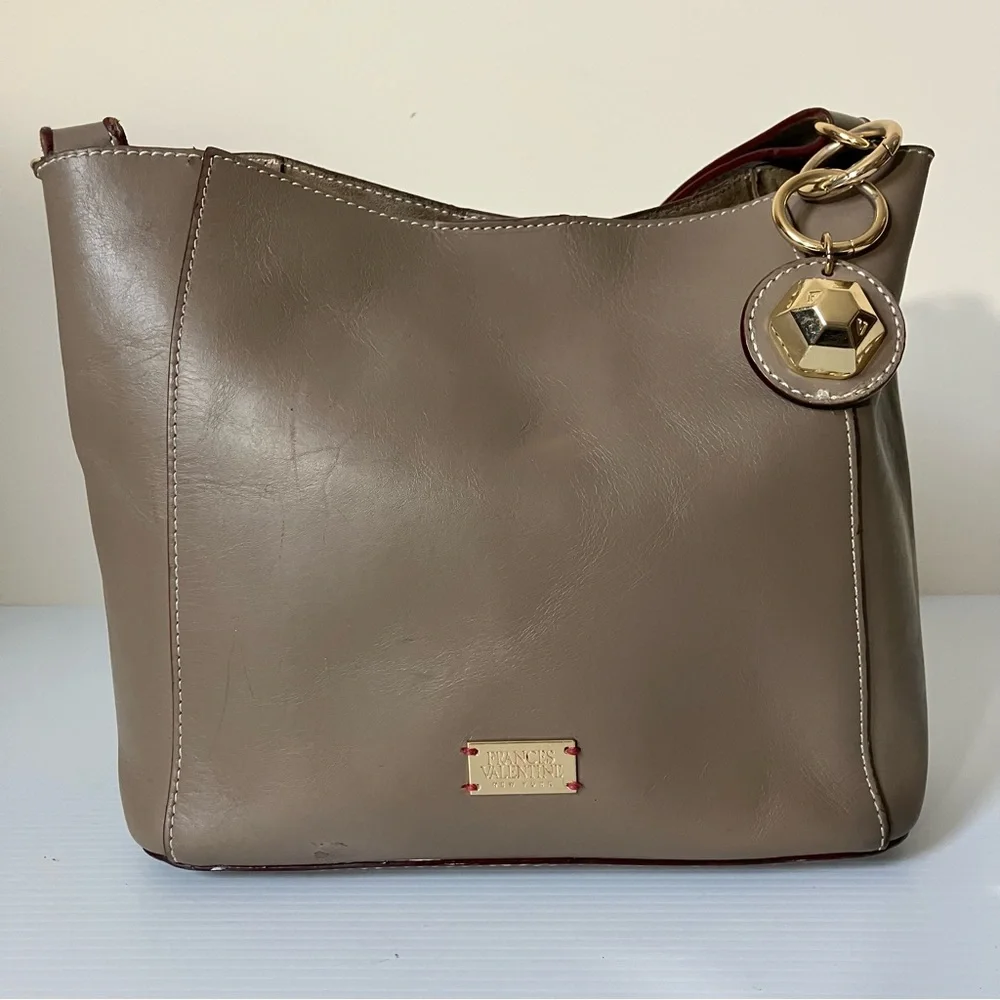 Frances Valentine Neutral Taupe June Slouchy Hobo Shoulder Bag